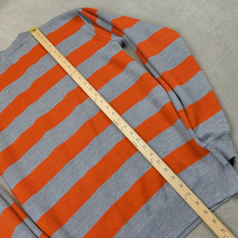 Silverneedle Quarter Zip Sweater Mens Large Gray Orange Striped Mock Neck Knit - Picture 8 of 10